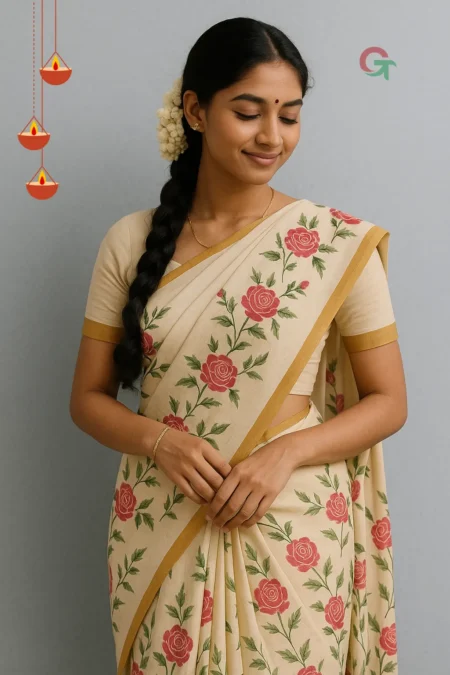 PRINTED WORK Kerala COTTON SAREES
