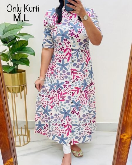 COTTON ALINE PATTERN KURTI WITH POCKET 2