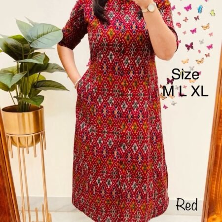 COTTON ALINE PATTERN KURTI WITH POCKET 3