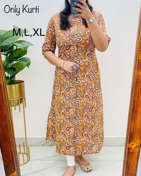 COTTON ALINE PATTERN KURTI WITH POCKET 1